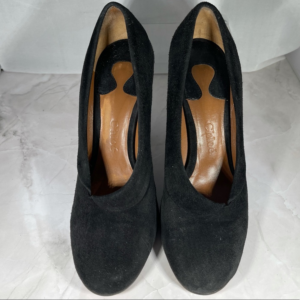 Chloe Black Suede Heels sz 37.5